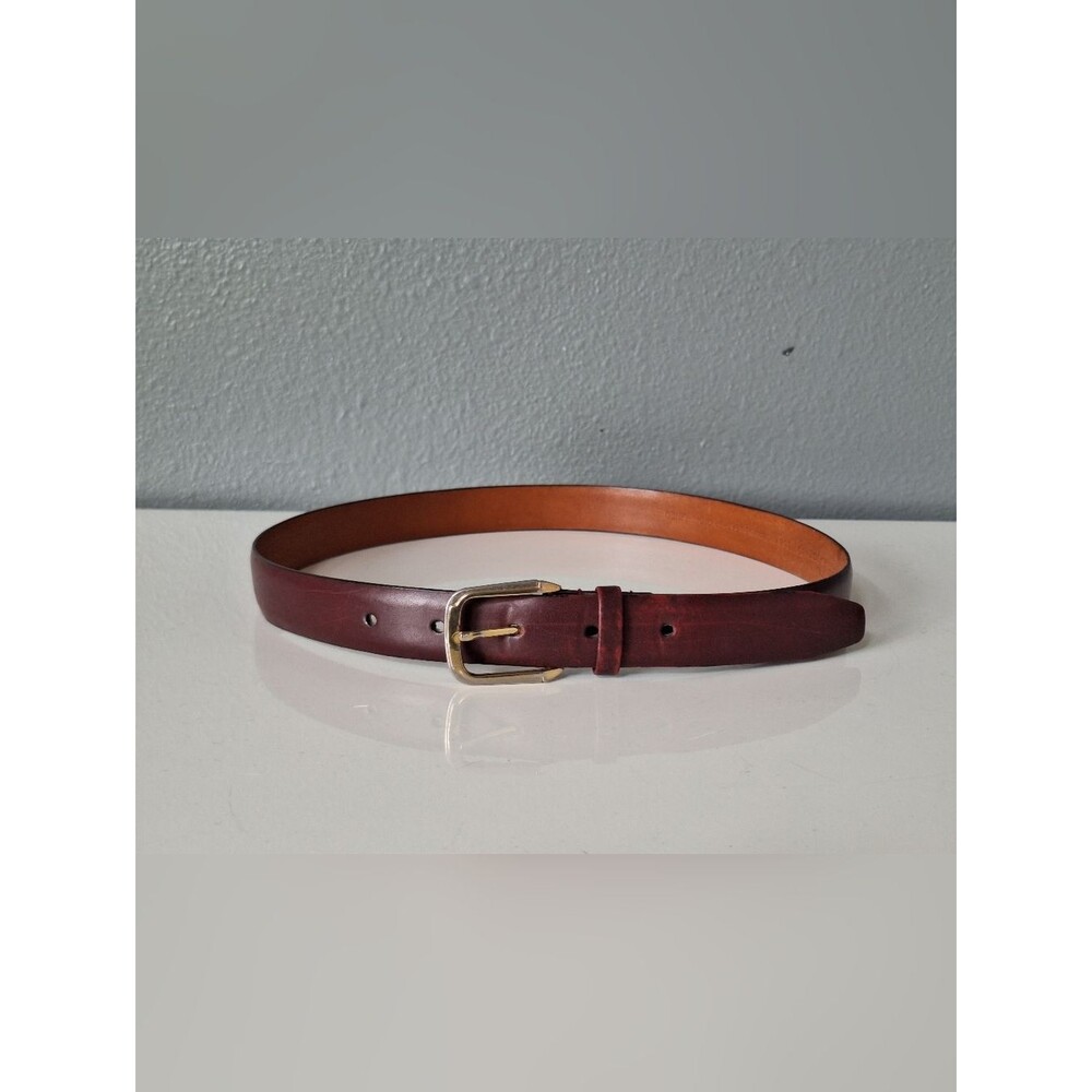 Vintage Christian Dior Leather Belt Size 30 Gold Buckle Minimal Classic